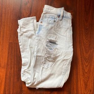 Light wash distressed boyfriend jeans